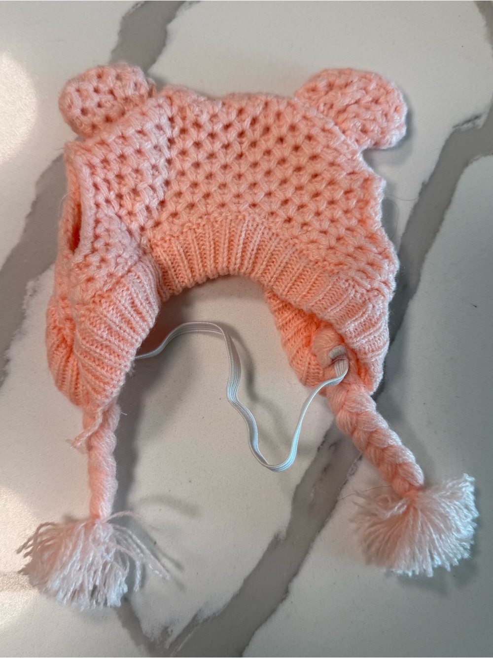 Simply Dog Pet Apparel Crocheted Style Cap Hat Ears Elastic Braid Pink XS/S New